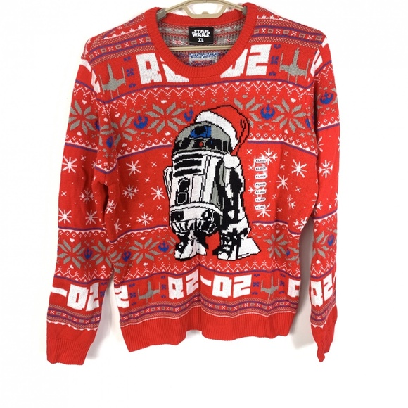 Star Wars Sweaters - Star Wars Red R2D2 Xmas Ugly Christmas Sweater XL